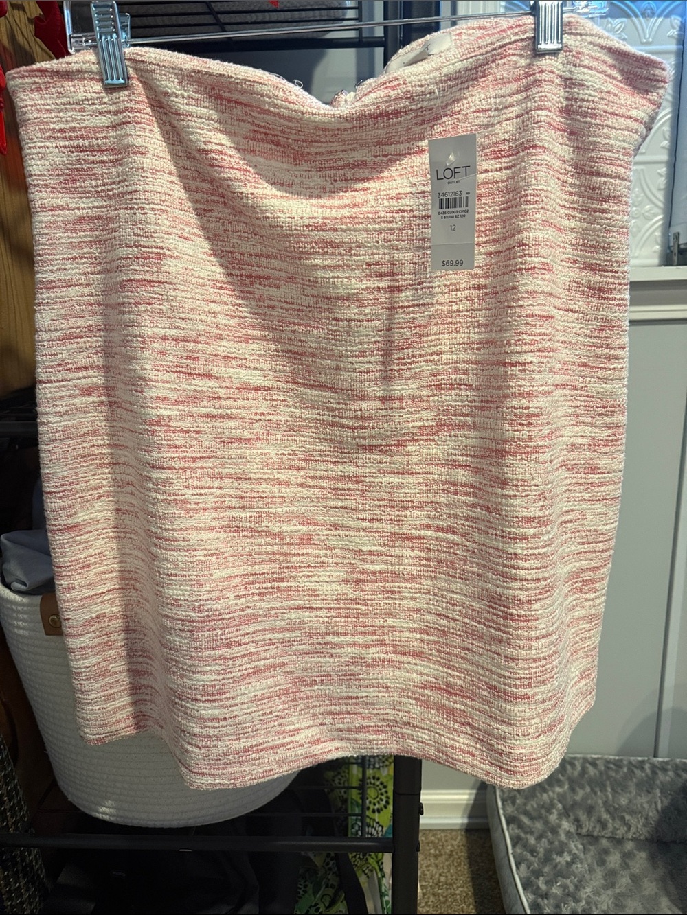 Ann Taylor LOFT Pink & Cream Textured Skirt